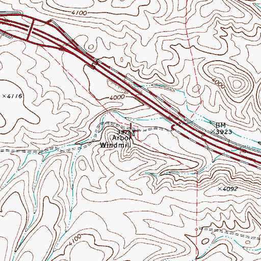 Topographic Map of Arbor Windmill, TX