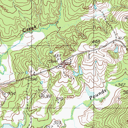 Topographic Map of Arcadia Church, TX