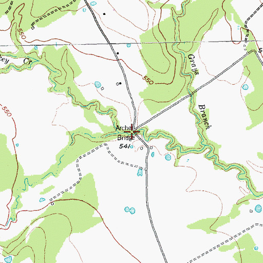 Topographic Map of Archer Bridge, TX