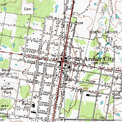 Topographic Map of Archer City, TX