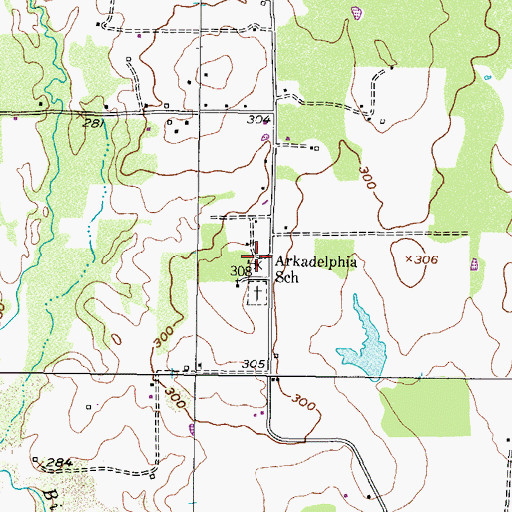 Topographic Map of Arkadelphia School, TX