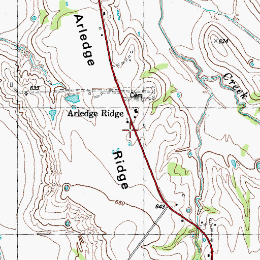Topographic Map of Arledge Ridge, TX