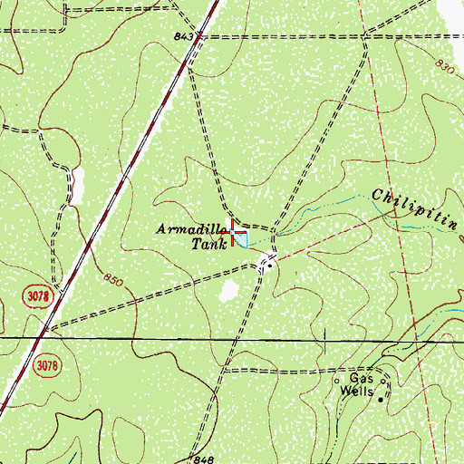 Topographic Map of Armadillo Tank, TX