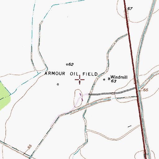 Topographic Map of Armour Oil Field, TX