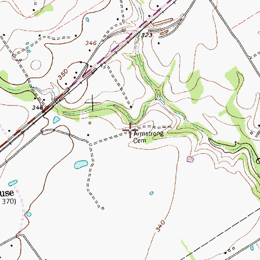 Topographic Map of Armstrong Cemetery, TX