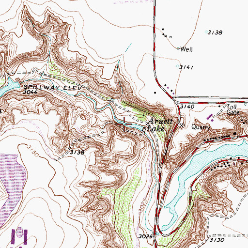 Topographic Map of Arnett Lake, TX