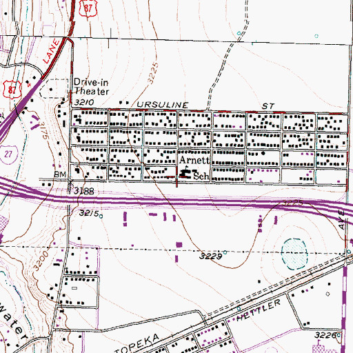 Topographic Map of Arnett School, TX