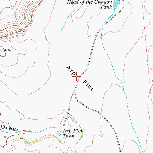 Topographic Map of Arp Flat, TX