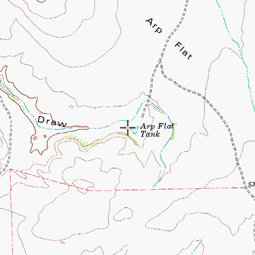 Topographic Map of Arp Flat Tank, TX