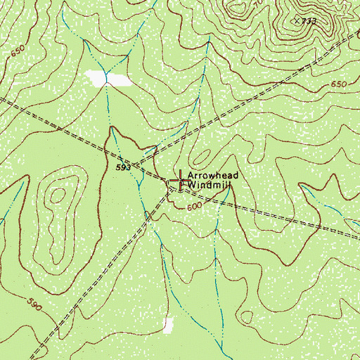 Topographic Map of Arrowhead Windmill, TX