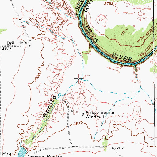 Topographic Map of Arroyo Bonito, TX