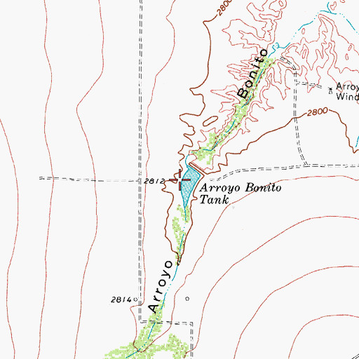 Topographic Map of Arroyo Bonito Tank, TX