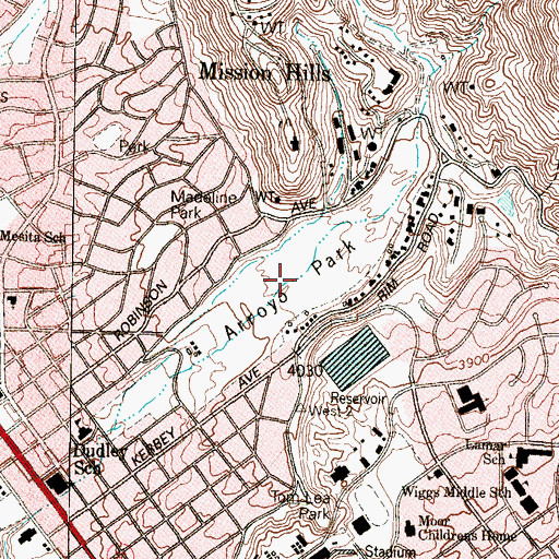 Topographic Map of Arroyo Park, TX