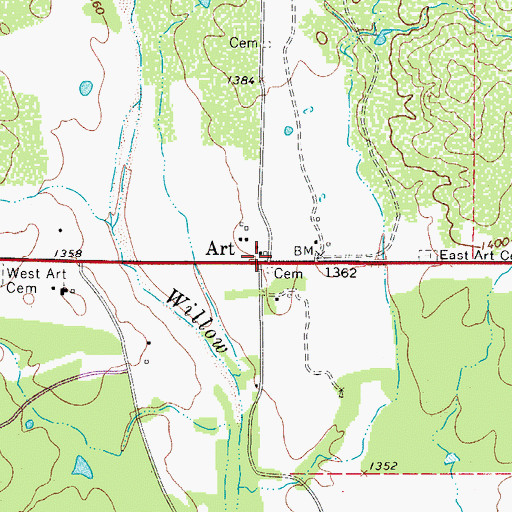 Topographic Map of Art, TX