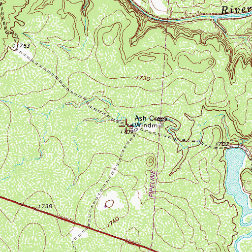 Topographic Map of Ash Creek Windmill, TX