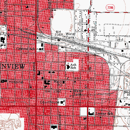 Topographic Map of Ash School, TX