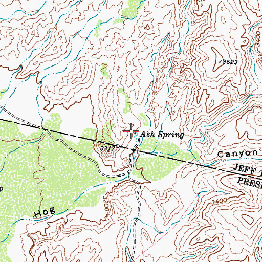 Topographic Map of Ash Spring, TX