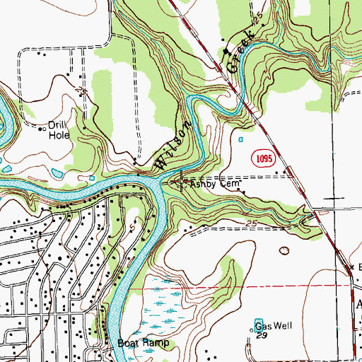 Topographic Map of Ashby Cemetery, TX
