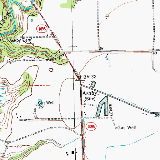Topographic Map of Ashby Church, TX