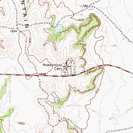 Topographic Map of Aspermont Cemetery, TX
