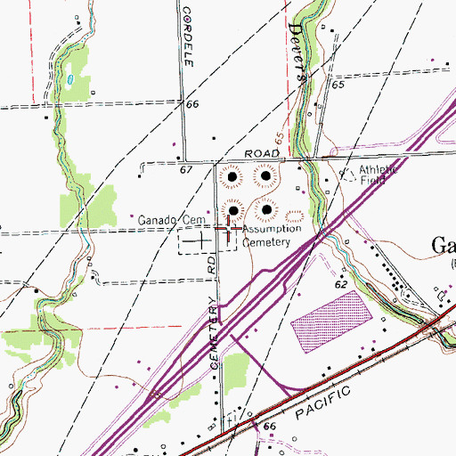 Topographic Map of Assumption Cemetery, TX