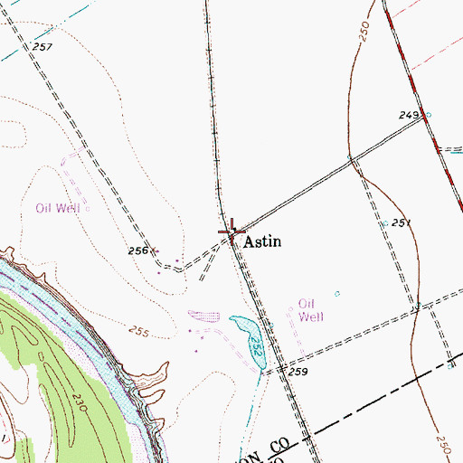 Topographic Map of Astin, TX