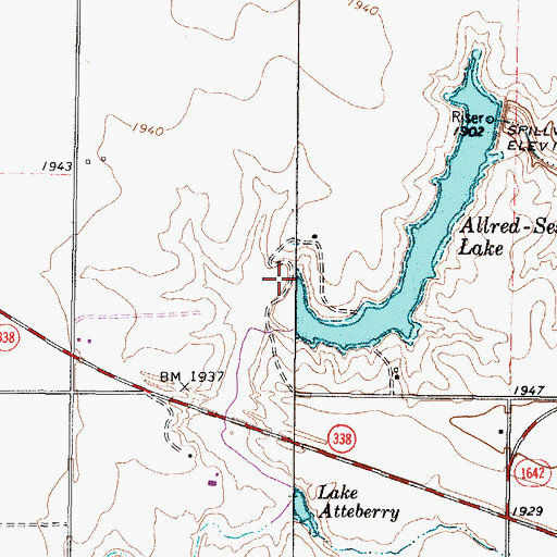 Topographic Map of Lake Atteberry, TX