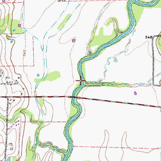 Topographic Map of Aubrey Branch, TX