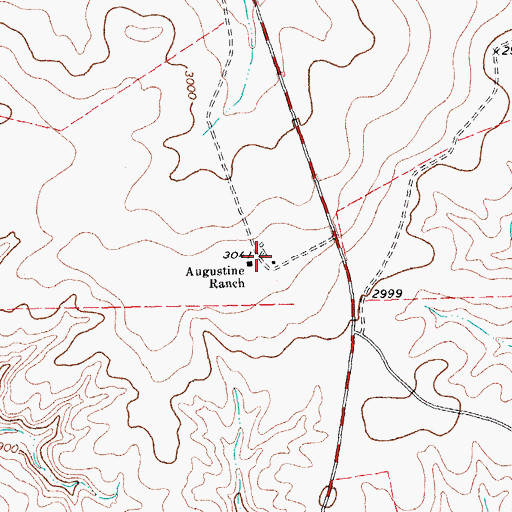 Topographic Map of Augustine Ranch, TX