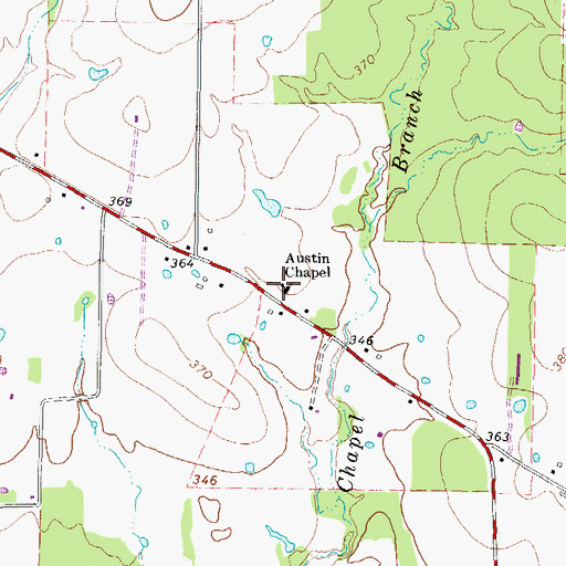Topographic Map of Austin Chapel, TX