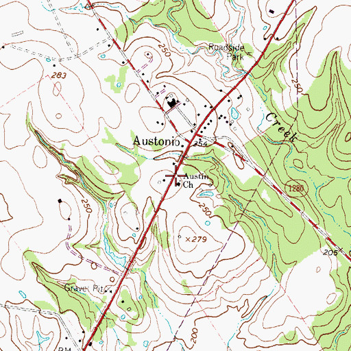 Topographic Map of Austin Church, TX