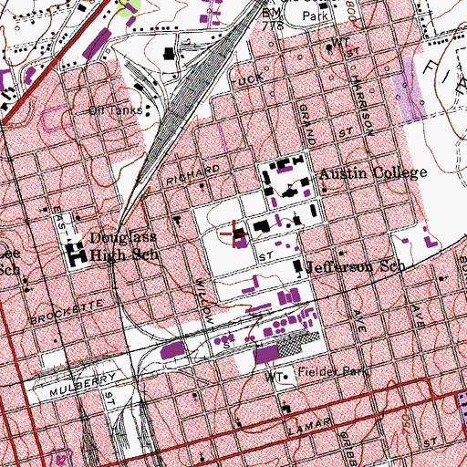 Topographic Map of Austin College, TX