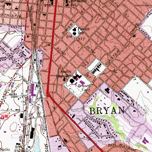Topographic Map of Austin High School, TX