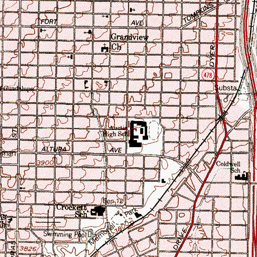 Topographic Map of Austin Junior and Senior High School, TX