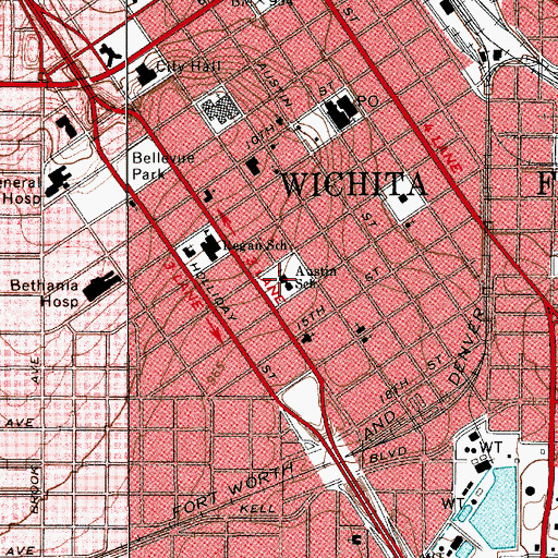 Topographic Map of Austin School, TX