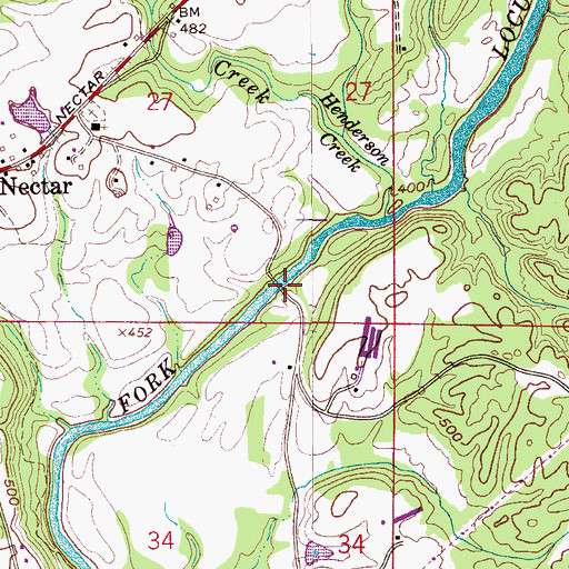 Topographic Map of Nectar Covered Bridge, AL