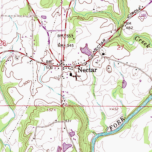 Topographic Map of Nectar School, AL