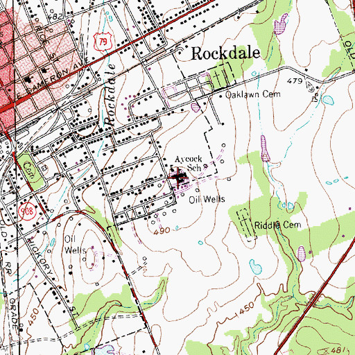 Topographic Map of Aycock School, TX