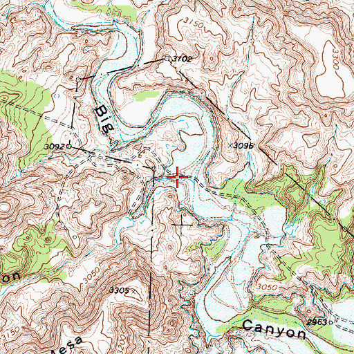 Topographic Map of Aztec Canyon, TX