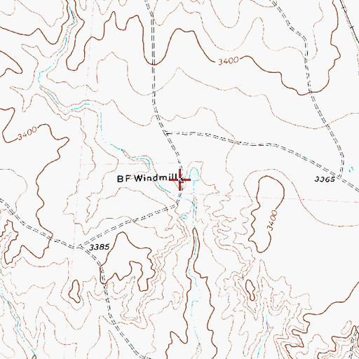 Topographic Map of B F Windmill, TX