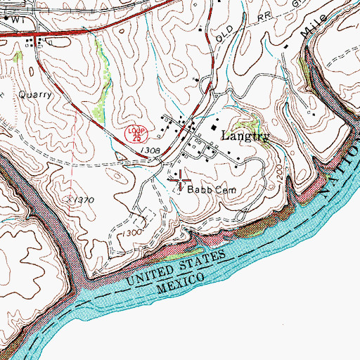 Topographic Map of Babb Cemetery, TX