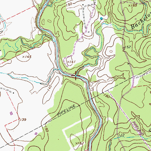 Topographic Map of Bachelor Branch, TX