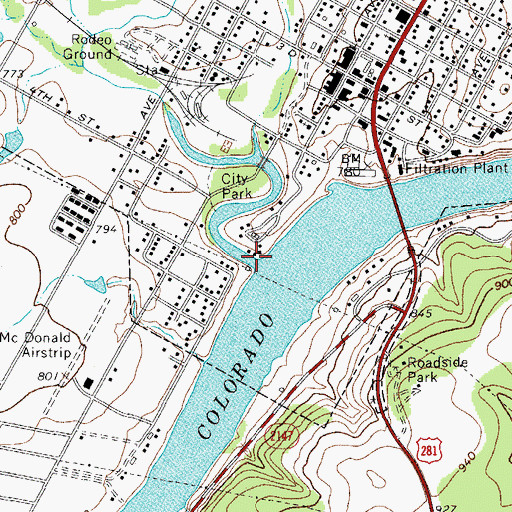 Topographic Map of Backbone Creek, TX