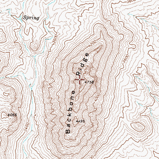 Topographic Map of Backbone Ridge, TX