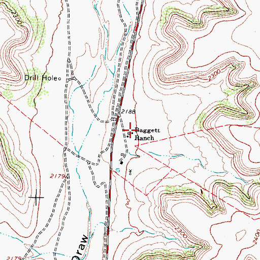 Topographic Map of Baggett Ranch, TX