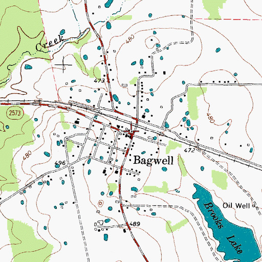 Topographic Map of Bagwell, TX