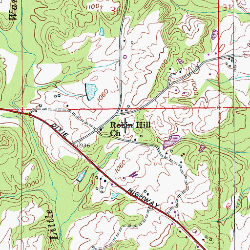 Topographic Map of Ogee (historical), AL