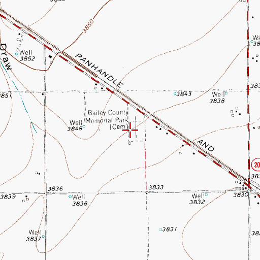 Topographic Map of Muleshoe Memorial Park Cemetery, TX