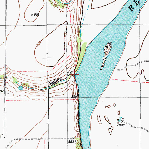 Topographic Map of Bailey Creek, TX