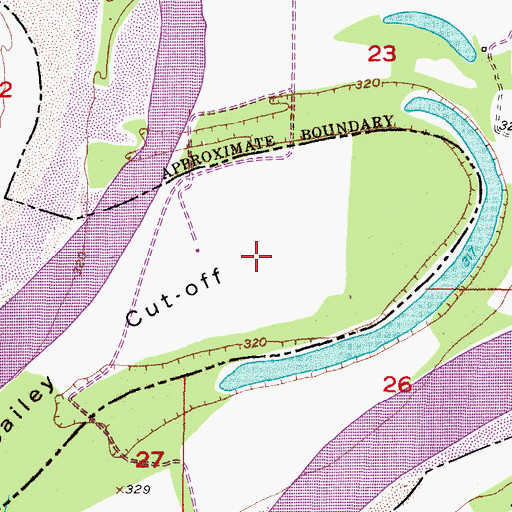 Topographic Map of Bailey Cut-off, TX